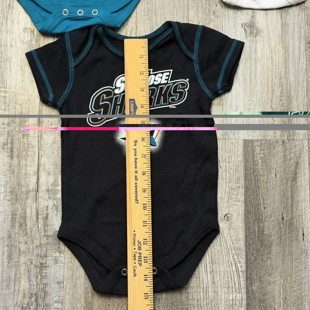 Reebok NHL San Jose Sharks 3pc Creeper Bodysuit Set Infant Baby GIRLS 6M/9M